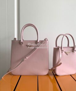 Replica Prada Brushed Leather Tote Bag 1BA330 1BA331 Alabaster Pink