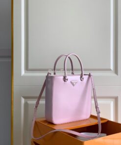 Replica Prada Brushed Leather Tote Bag 1BA330 1BA331 Alabaster Pink 2