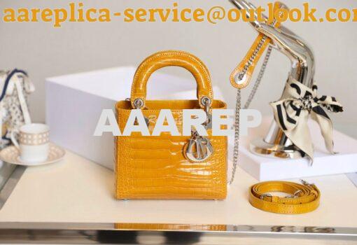 Replica Dior Crocodile Leather Mini Lady Dior Bag Jaune Amber