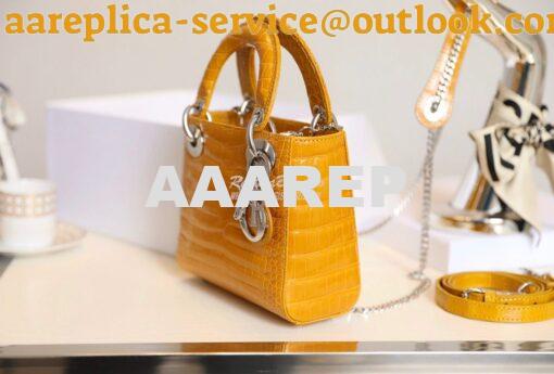 Replica Dior Crocodile Leather Mini Lady Dior Bag Jaune Amber 4