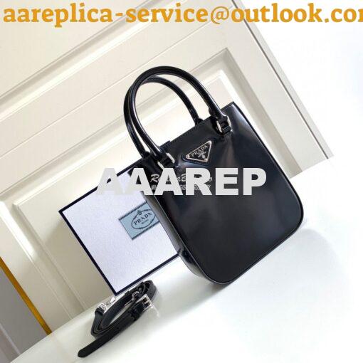 Replica Prada Brushed Leather Tote Bag 1BA330 1BA331 Black 10