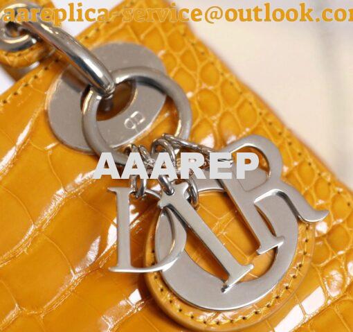 Replica Dior Crocodile Leather Mini Lady Dior Bag Jaune Amber 5