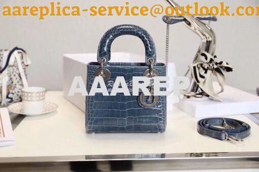 Replica Dior Crocodile Leather Mini Lady Dior Bag Denim