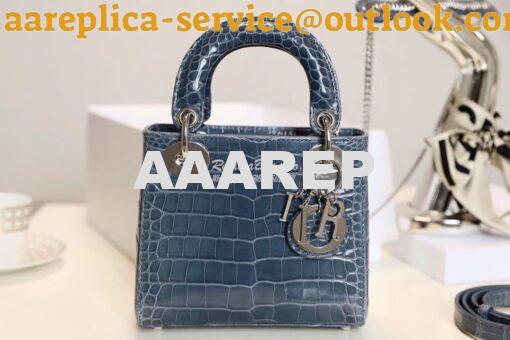 Replica Dior Crocodile Leather Mini Lady Dior Bag Denim 2