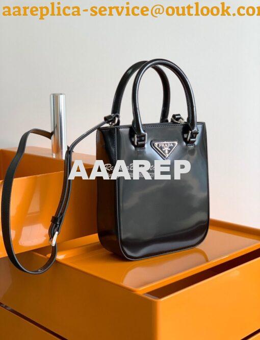 Replica Prada Brushed Leather Tote Bag 1BA330 1BA331 Black 11