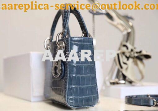 Replica Dior Crocodile Leather Mini Lady Dior Bag Denim 3