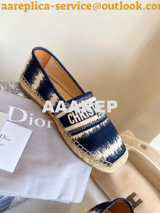 Replica Dior Granville Espadrille Navy D-Stripes Embroidered Cotton KD 5