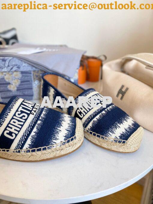 Replica Dior Granville Espadrille Navy D-Stripes Embroidered Cotton KD 6