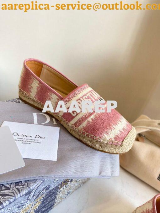 Replica Dior Granville Espadrille Dark Nude D-Stripes Embroidered Cott 4