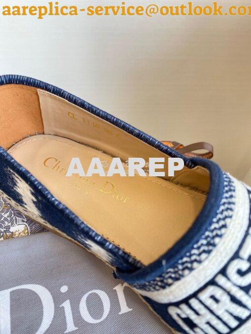 Replica Dior Granville Espadrille Navy D-Stripes Embroidered Cotton KD 7