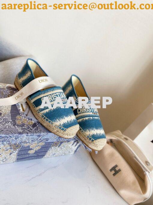 Replica Dior Granville Espadrille Deep Ocean Blue D-Stripes Embroidere 3