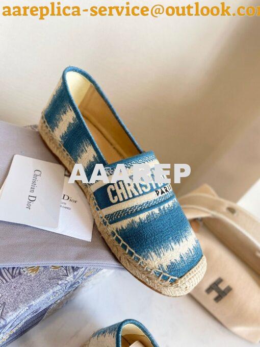 Replica Dior Granville Espadrille Deep Ocean Blue D-Stripes Embroidere 4