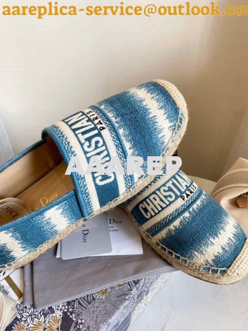 Replica Dior Granville Espadrille Deep Ocean Blue D-Stripes Embroidere 5