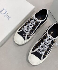 Replica Dior Walk'N'Dior Sneaker Black Cotton Canvas KCK177 2