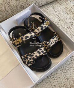 Replica Dior DiorAct Sandals Beige Multicolor Mizza Printed Technical