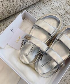 Replica Dior DiorAct Sandals Silver-Tone Shiny Laminated Calfskin KCQ5 2