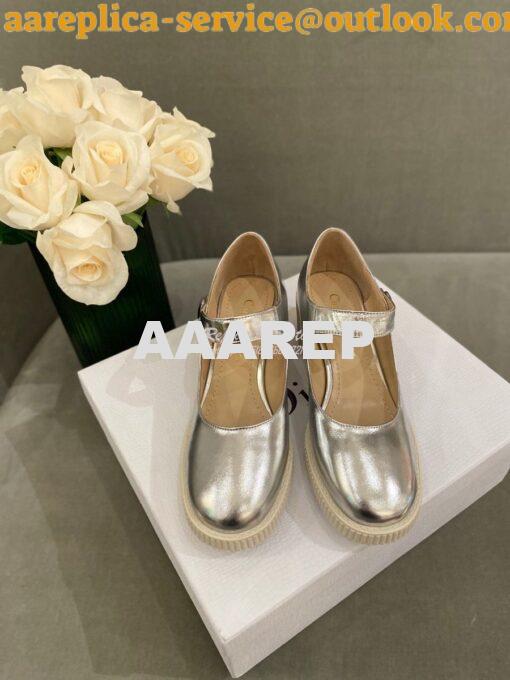 Replica Dior D-Doll Pump Metallic Silver Shiny Calfskin KCP909