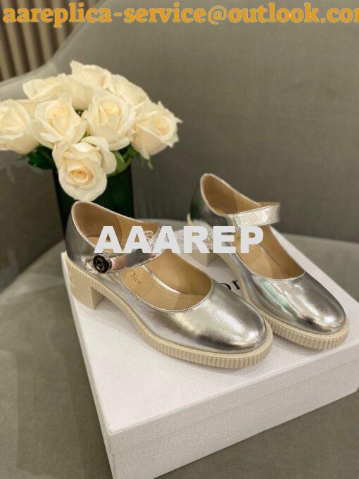 Replica Dior D-Doll Pump Metallic Silver Shiny Calfskin KCP909 2