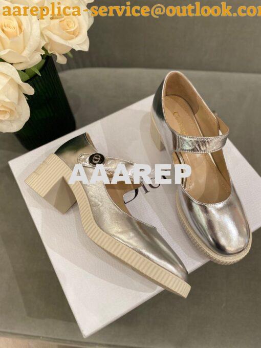 Replica Dior D-Doll Pump Metallic Silver Shiny Calfskin KCP909 5