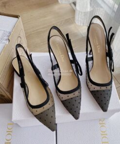 Replica Dior J'adior Slingback Black Plumetis Pump KCB567