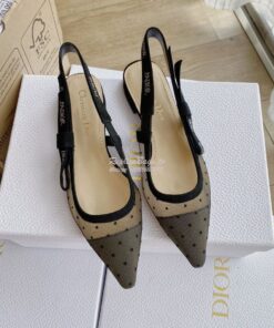 Replica Dior J'adior Slingback Black Plumetis Pump KCB567 2