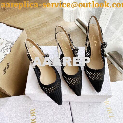 Replica Dior J'adior Slingback Pump Black Mesh Embroidery KCP882