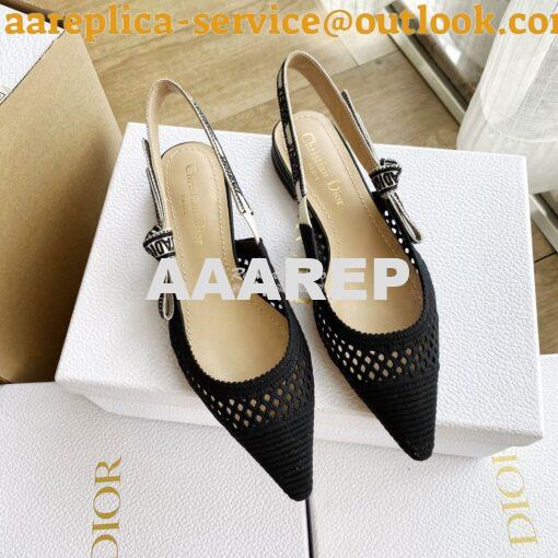 Replica Dior J'adior Slingback Pump Black Mesh Embroidery KCP882 2