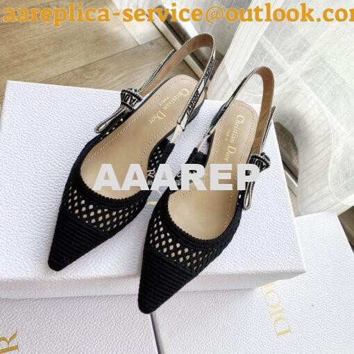 Replica Dior J'adior Slingback Pump Black Mesh Embroidery KCP882 3