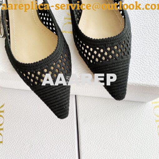 Replica Dior J'adior Slingback Pump Black Mesh Embroidery KCP882 4