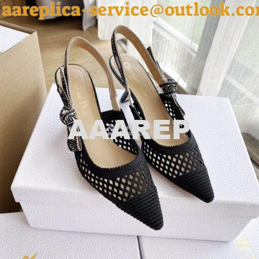 Replica Dior J'adior Slingback Pump Black Mesh Embroidery KCP882 7