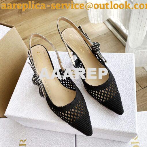 Replica Dior J'adior Slingback Pump Black Mesh Embroidery KCP882 8