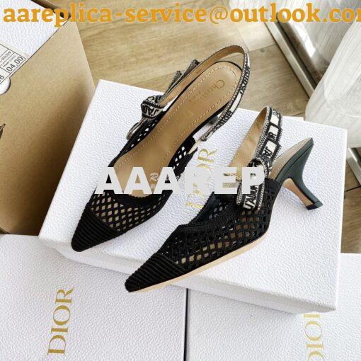 Replica Dior J'adior Slingback Pump Black Mesh Embroidery KCP882 9