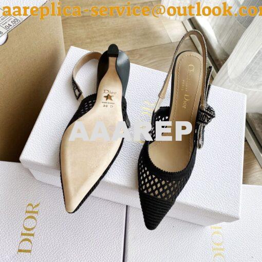 Replica Dior J'adior Slingback Pump Black Mesh Embroidery KCP882 10