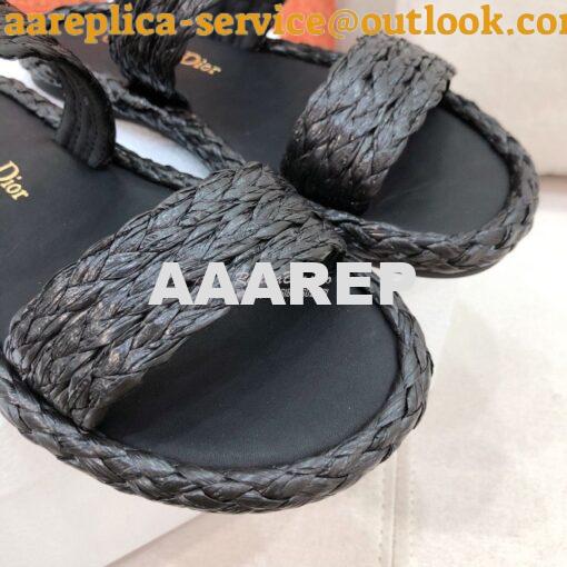 Replica Dior Ocean Slide Black Braided Raffia KCQ515 4