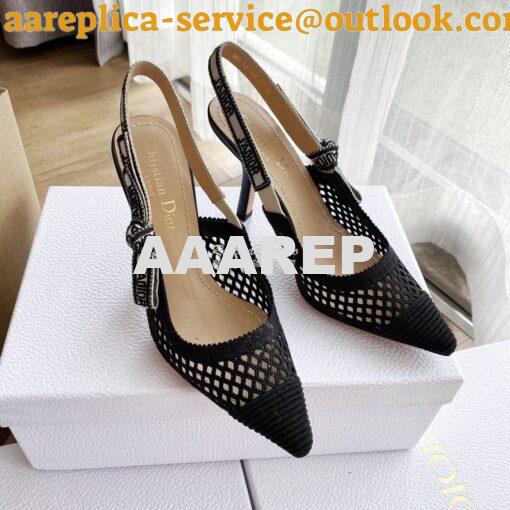 Replica Dior J'adior Slingback Pump Black Mesh Embroidery KCP882 11