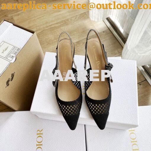 Replica Dior J'adior Slingback Pump Black Mesh Embroidery KCP882 12