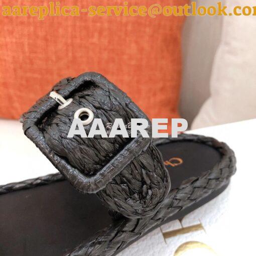 Replica Dior Ocean Slide Black Braided Raffia KCQ515 5