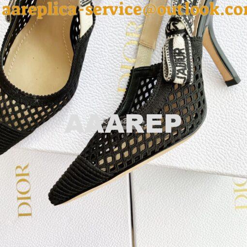 Replica Dior J'adior Slingback Pump Black Mesh Embroidery KCP882 14