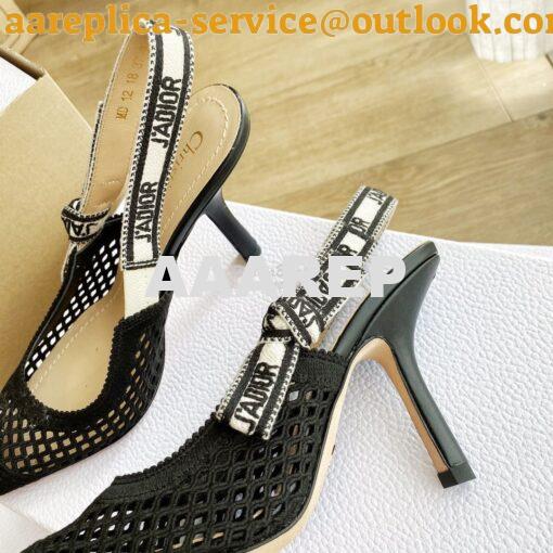 Replica Dior J'adior Slingback Pump Black Mesh Embroidery KCP882 15