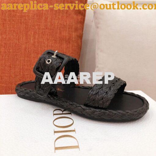 Replica Dior Ocean Slide Black Braided Raffia KCQ515 7