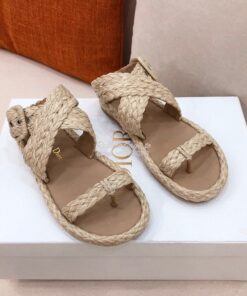 Replica Dior Ocean Thong Sandal Jute-Colored Braided Raffia KCQ513 2