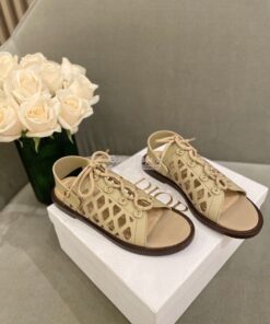 Replica Dior D-Trap Sandals Beige Matte Calfskin KCQ510 2