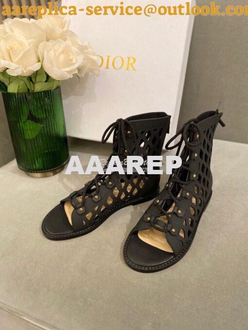 Replica Dior D-Trap Sandals Black Matte Calfskin KCQ489 4