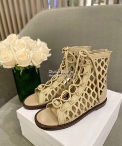 Replica Dior D-Trap Sandals Beige Matte Calfskin KCQ489