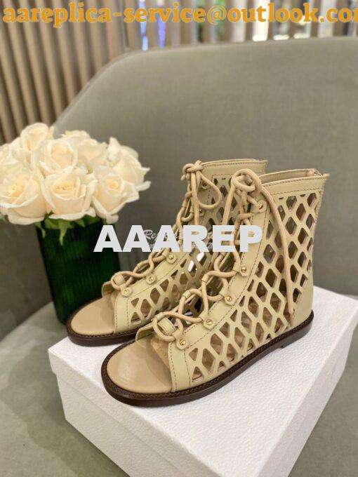 Replica Dior D-Trap Sandals Beige Matte Calfskin KCQ489