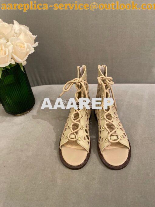 Replica Dior D-Trap Sandals Beige Matte Calfskin KCQ489 2