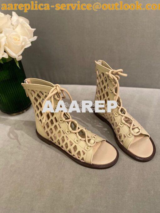 Replica Dior D-Trap Sandals Beige Matte Calfskin KCQ489 3