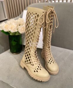 Replica Dior D-Trap Boots Beige Matte Calfskin KCI655 2