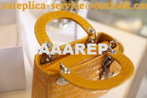 Replica Dior Crocodile Leather Mini Lady Dior Bag Jaune Amber 7