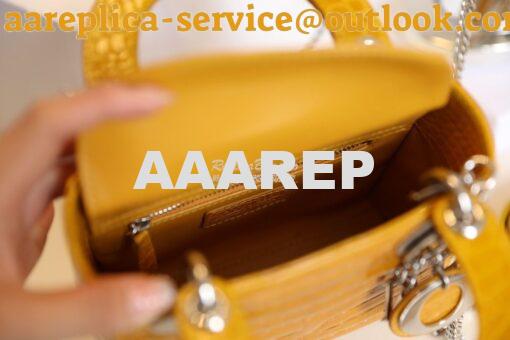 Replica Dior Crocodile Leather Mini Lady Dior Bag Jaune Amber 8